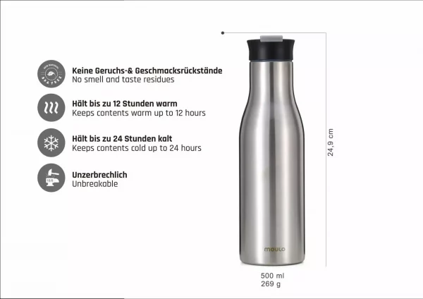 Thermosflasche 500ml aus Edelstahl - Beschreibung